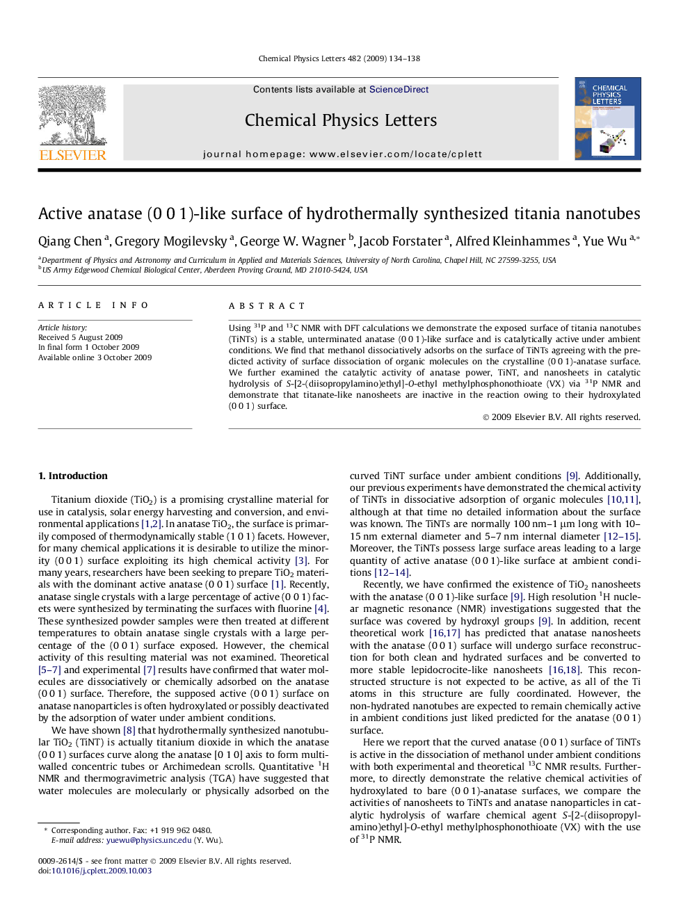 Active anatase (0Â 0Â 1)-like surface of hydrothermally synthesized titania nanotubes