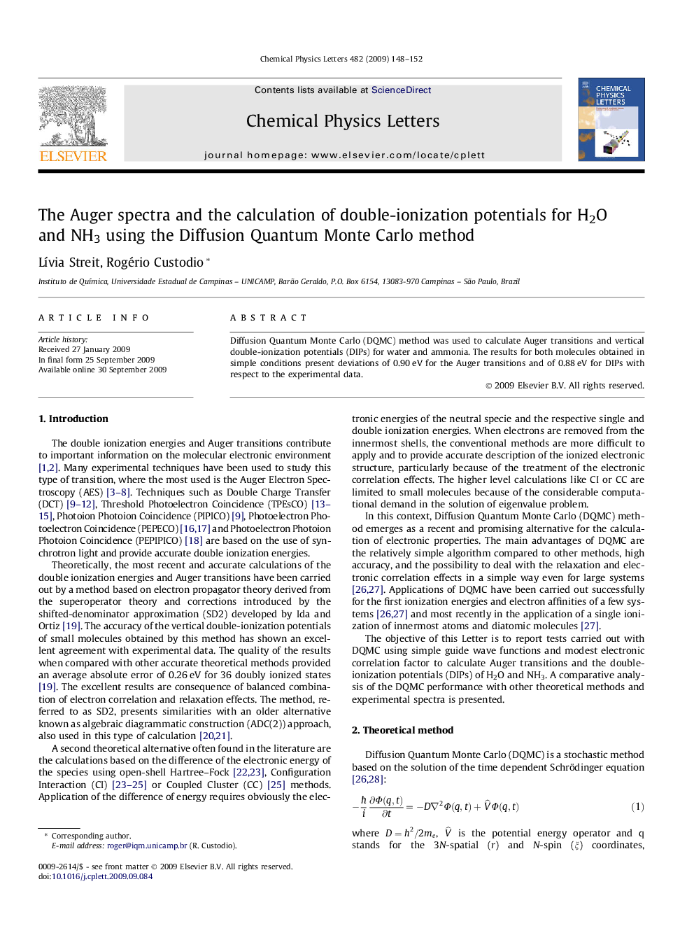 The Auger spectra and the calculation of double-ionization potentials for H2O and NH3 using the Diffusion Quantum Monte Carlo method