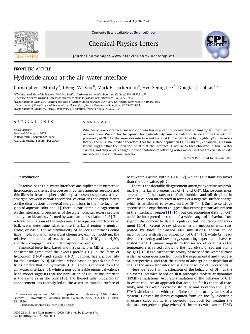 Hydroxide anion at the air-water interface