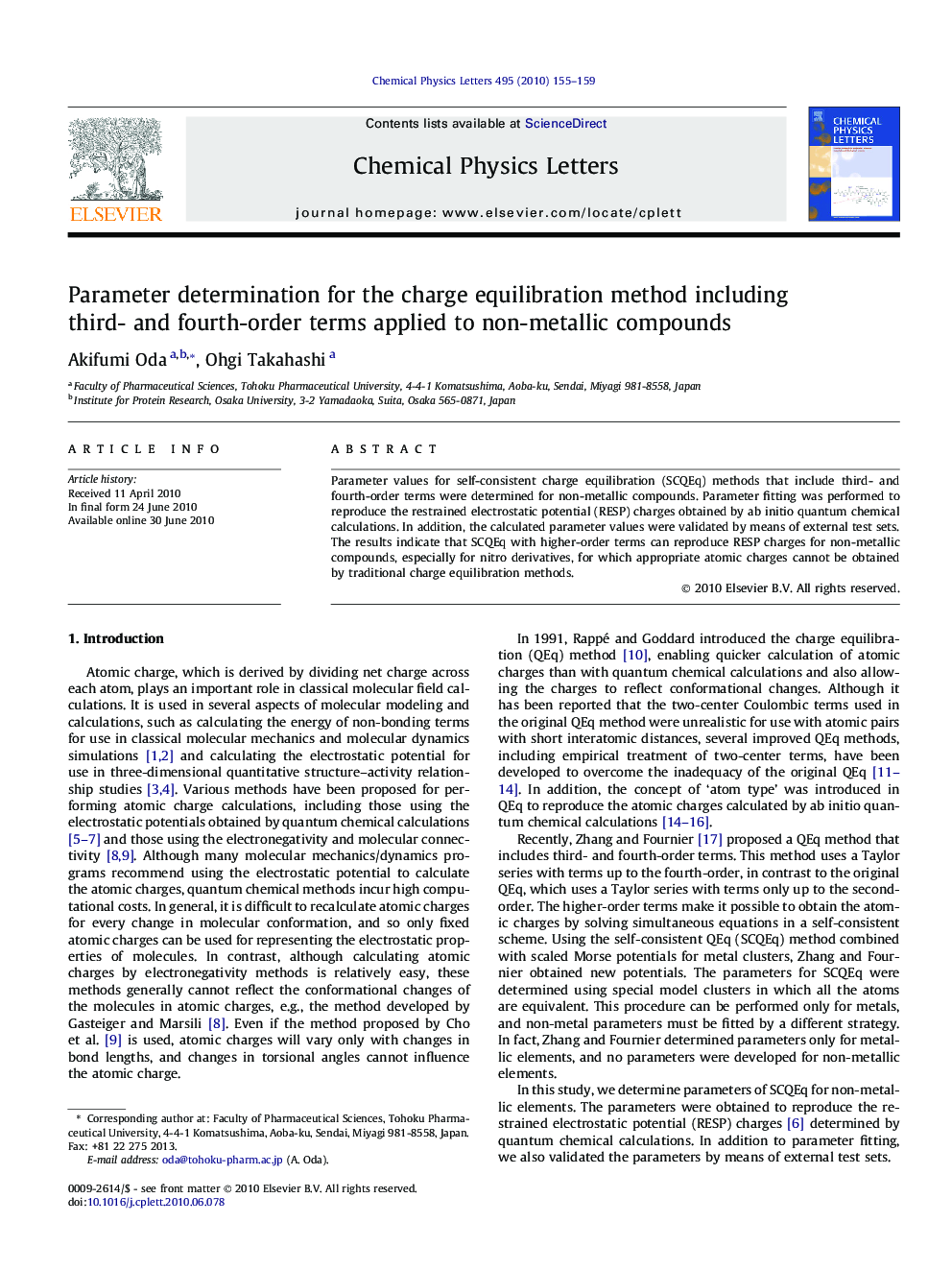 Parameter determination for the charge equilibration method including third- and fourth-order terms applied to non-metallic compounds