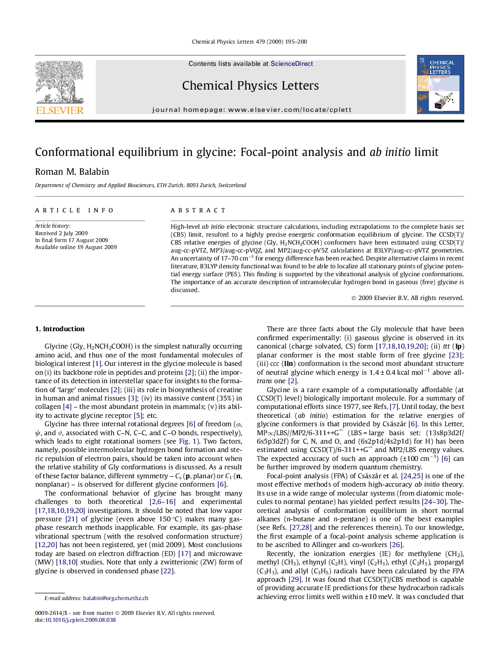 Conformational equilibrium in glycine: Focal-point analysis and ab initio limit