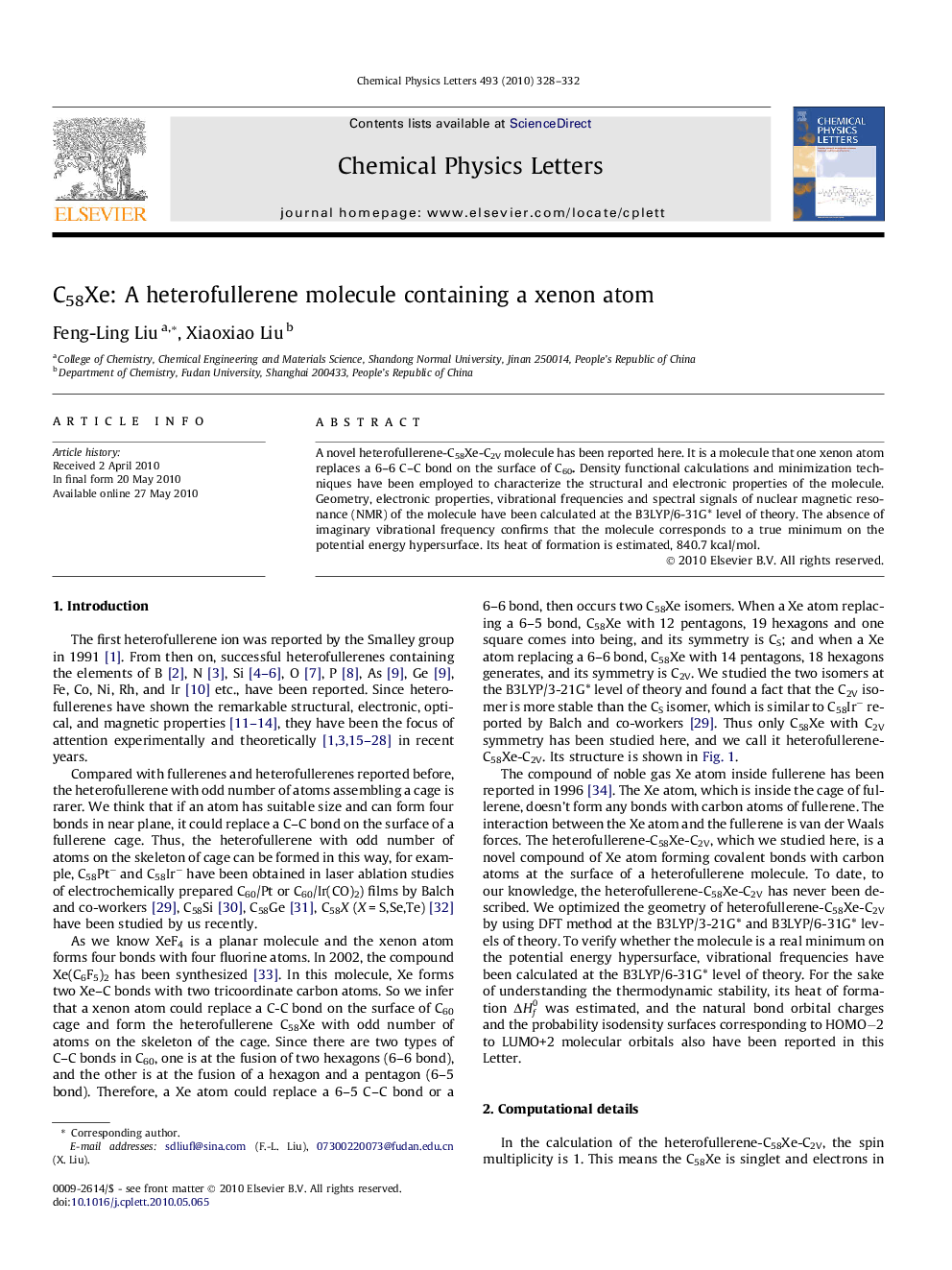 C58Xe: A heterofullerene molecule containing a xenon atom