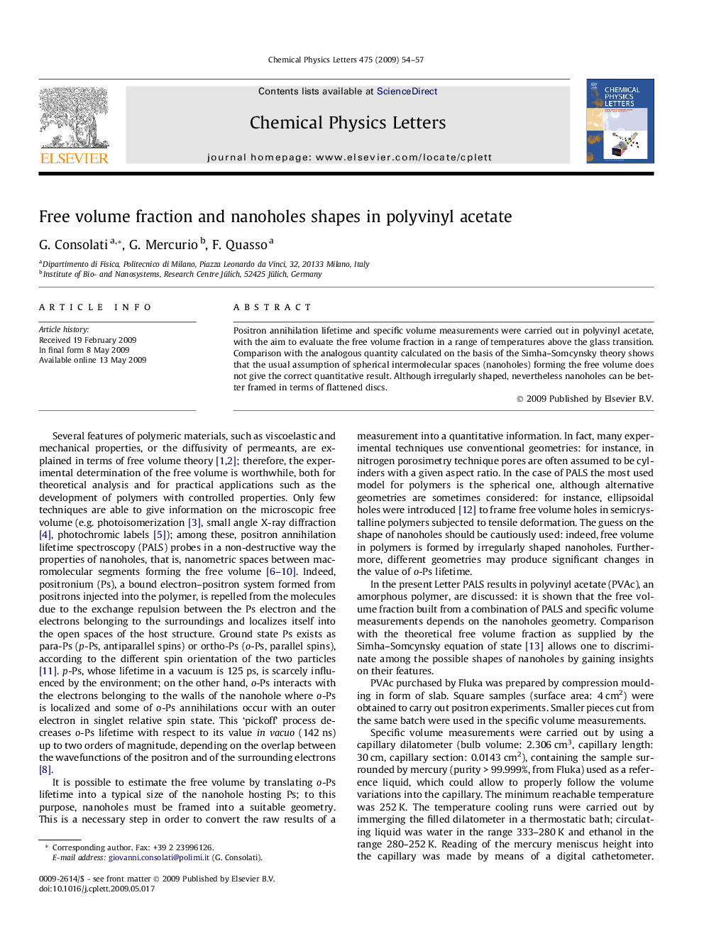 Free volume fraction and nanoholes shapes in polyvinyl acetate