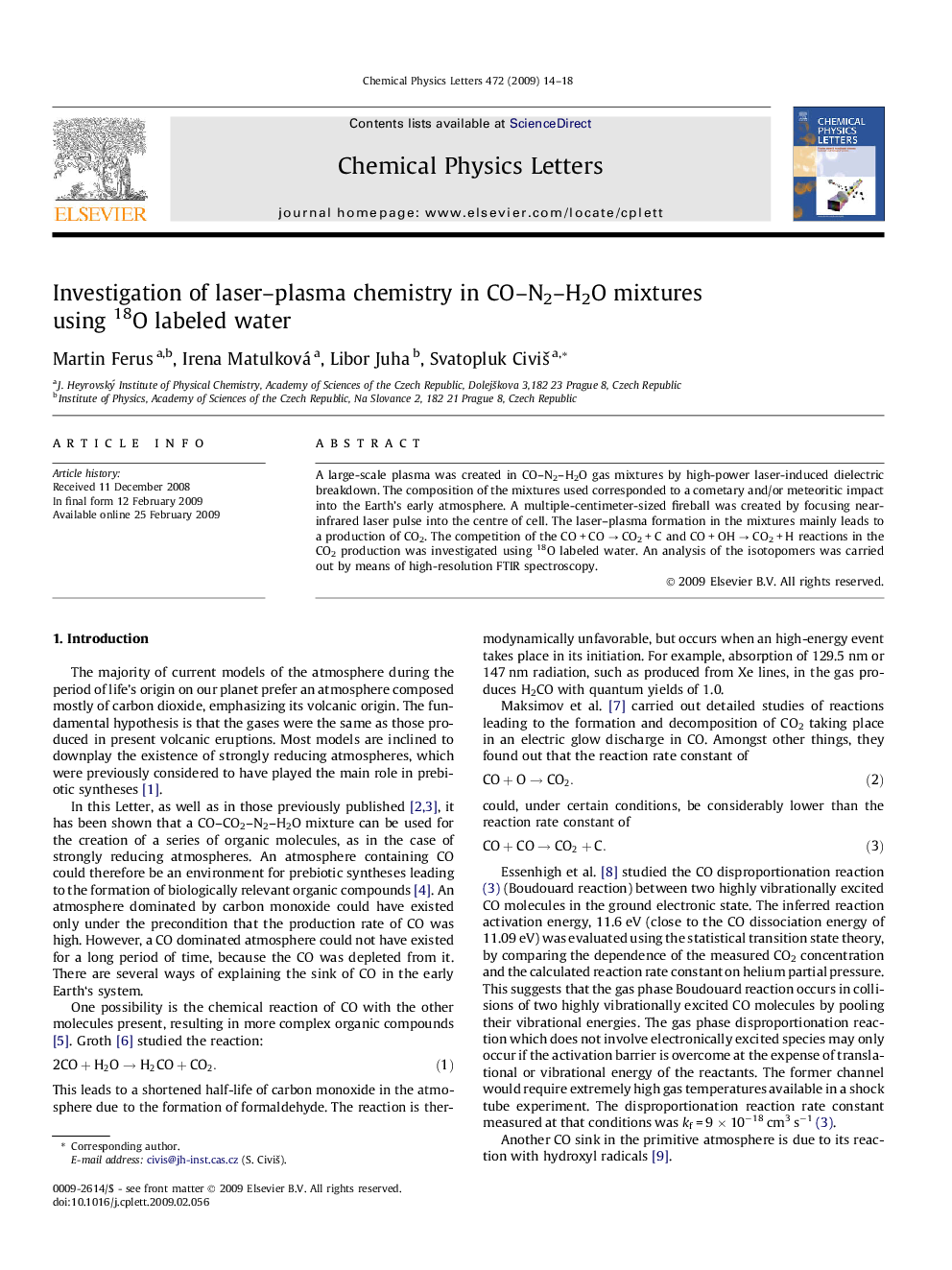 Investigation of laser-plasma chemistry in CO-N2-H2O mixtures using 18O labeled water