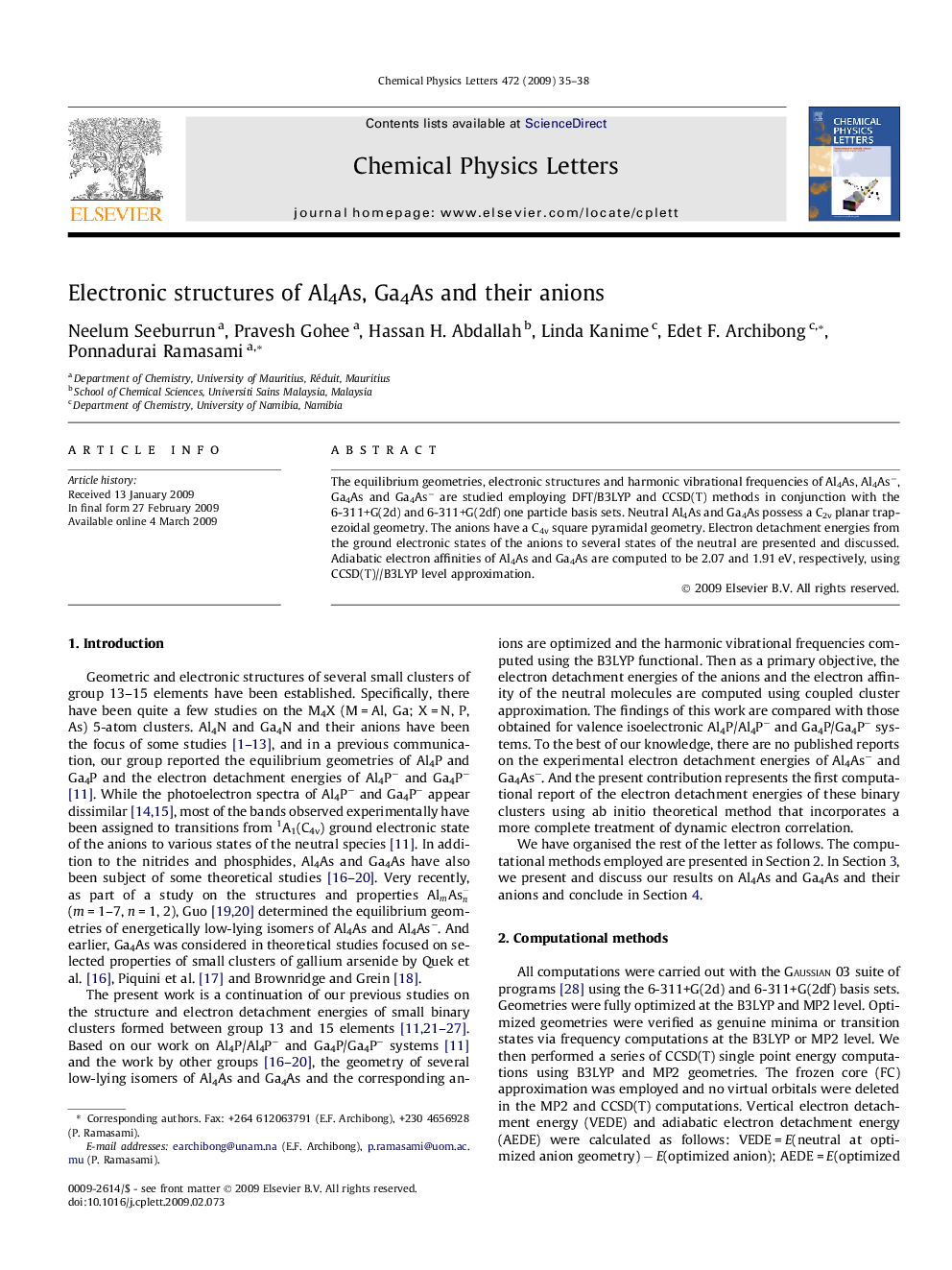 Electronic structures of Al4As, Ga4As and their anions
