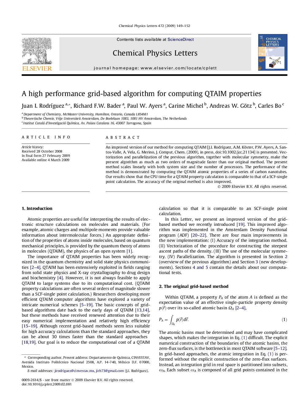 A high performance grid-based algorithm for computing QTAIM properties