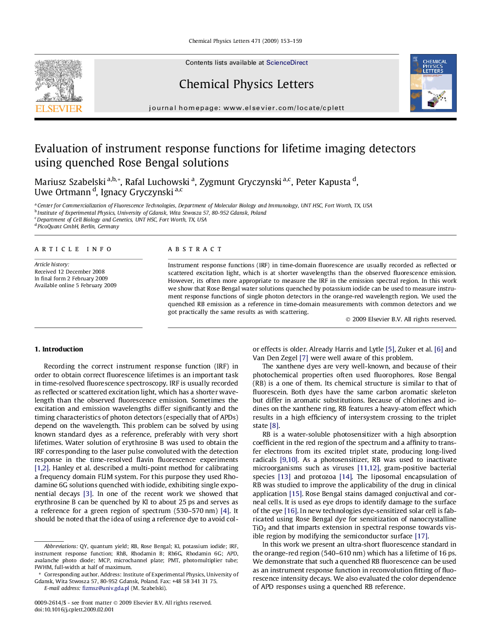 Evaluation of instrument response functions for lifetime imaging detectors using quenched Rose Bengal solutions