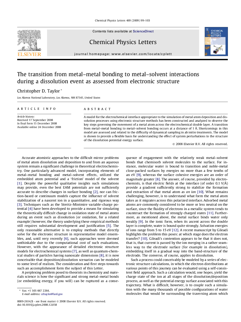 The transition from metal-metal bonding to metal-solvent interactions during a dissolution event as assessed from electronic structure