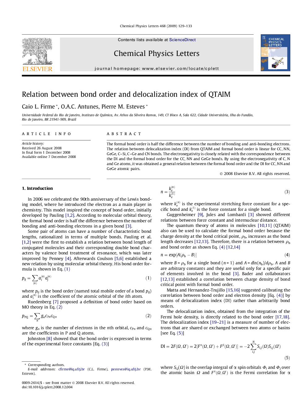 Relation between bond order and delocalization index of QTAIM