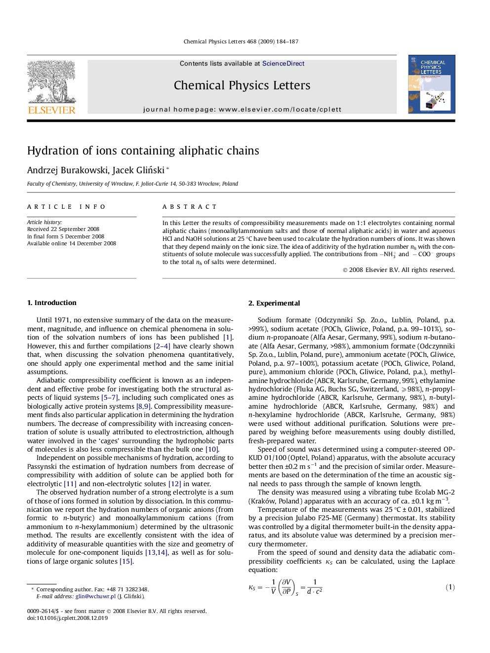 Hydration of ions containing aliphatic chains