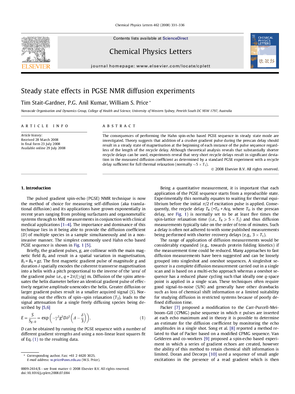 Steady state effects in PGSE NMR diffusion experiments
