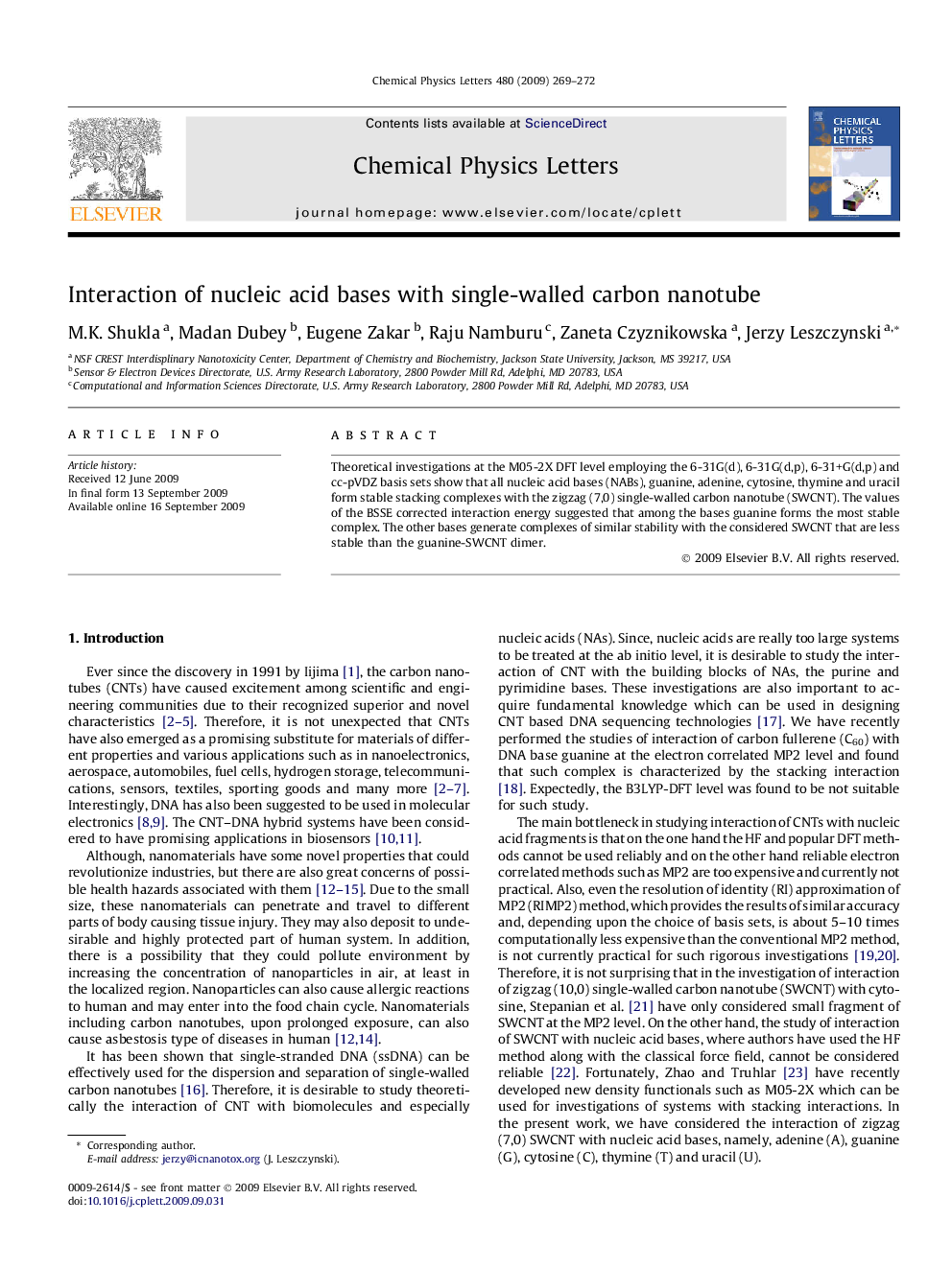 Interaction of nucleic acid bases with single-walled carbon nanotube