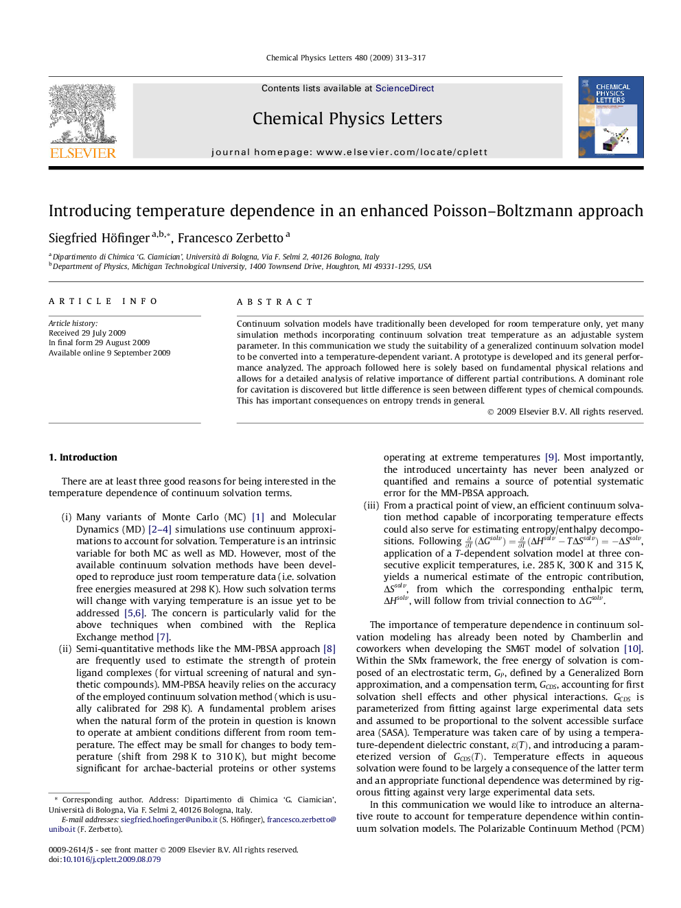 Introducing temperature dependence in an enhanced Poisson-Boltzmann approach