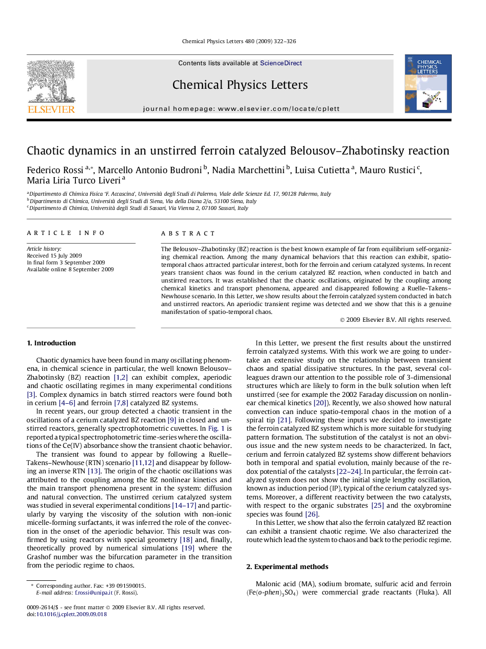 Chaotic dynamics in an unstirred ferroin catalyzed Belousov-Zhabotinsky reaction