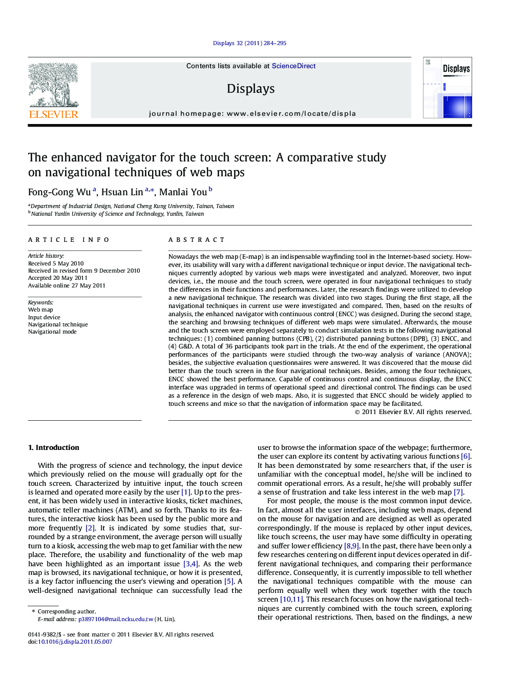 The enhanced navigator for the touch screen: A comparative study on navigational techniques of web maps