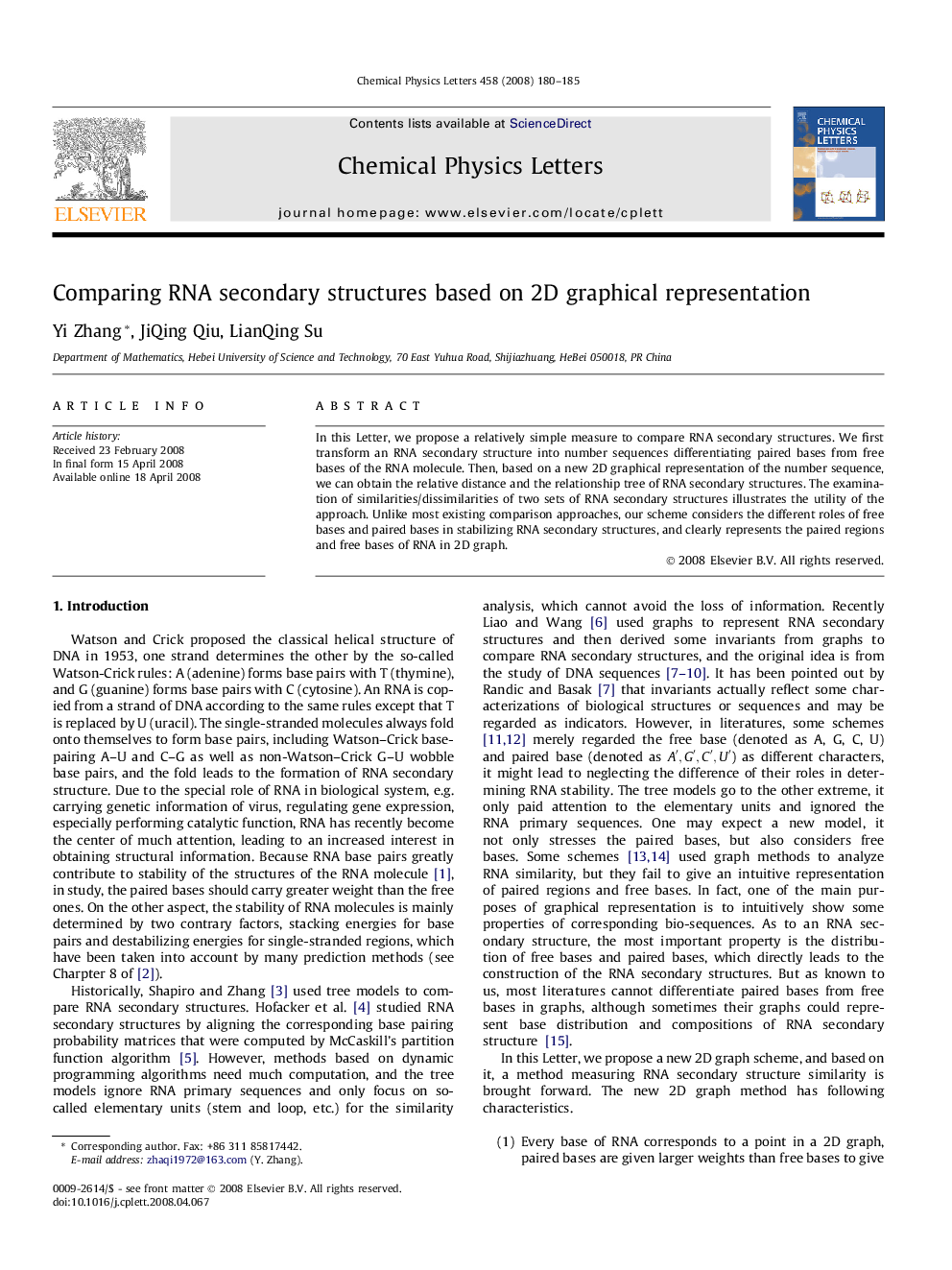 Comparing RNA secondary structures based on 2D graphical representation