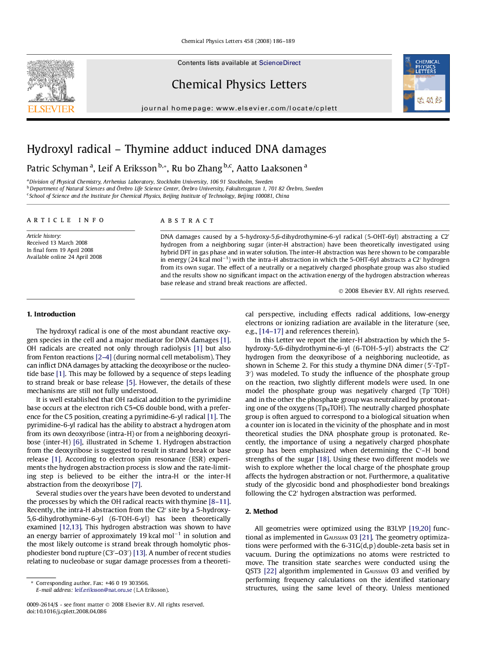 Hydroxyl radical - Thymine adduct induced DNA damages