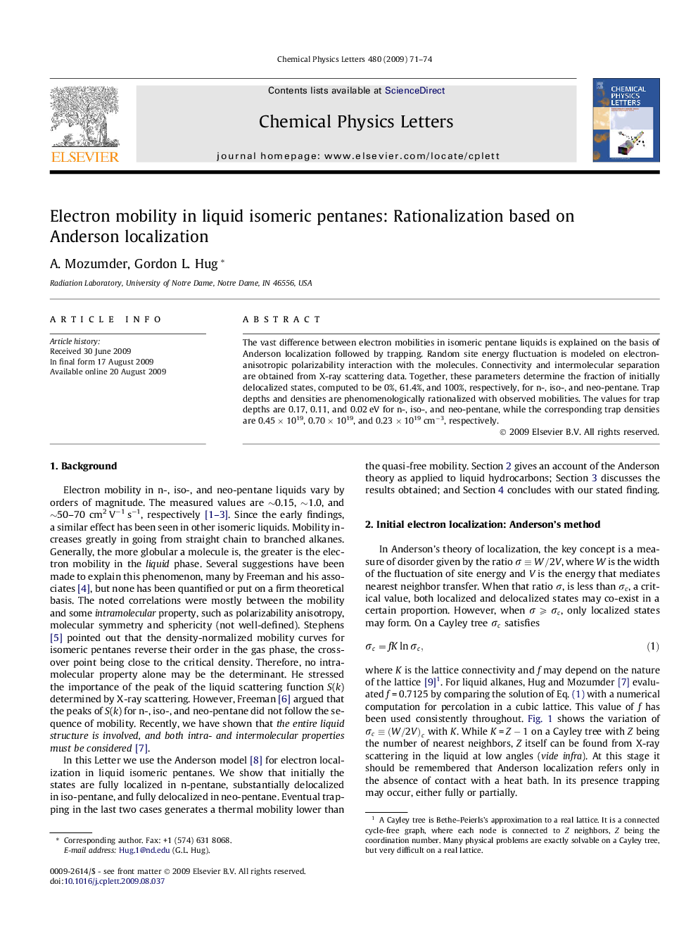 Electron mobility in liquid isomeric pentanes: Rationalization based on Anderson localization