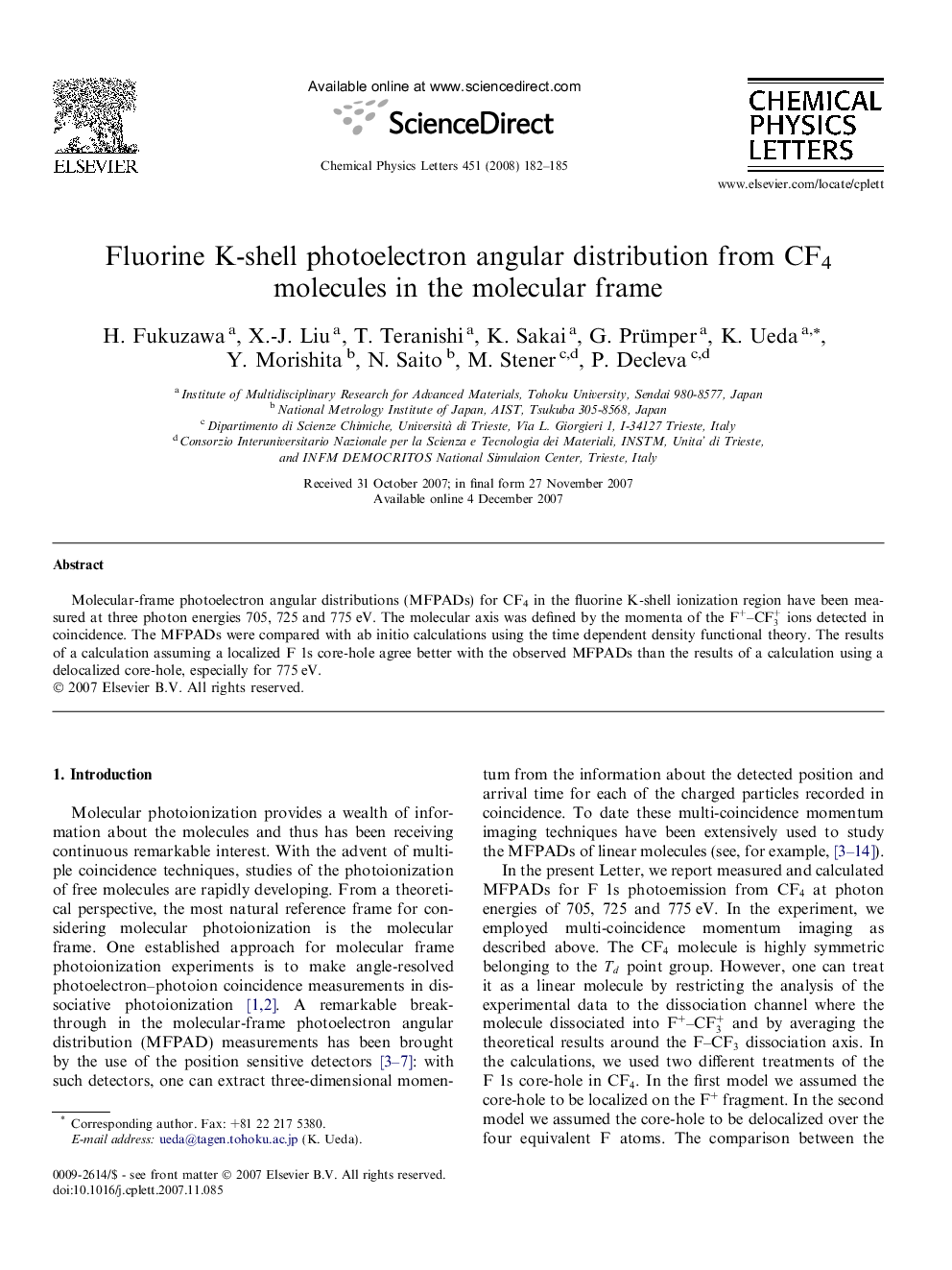 Fluorine K-shell photoelectron angular distribution from CF4 molecules in the molecular frame