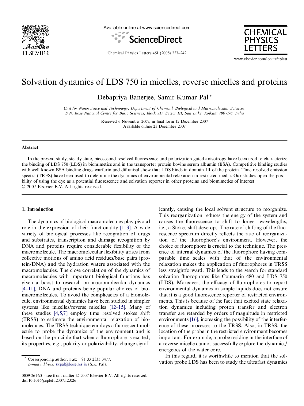 Solvation dynamics of LDS 750 in micelles, reverse micelles and proteins