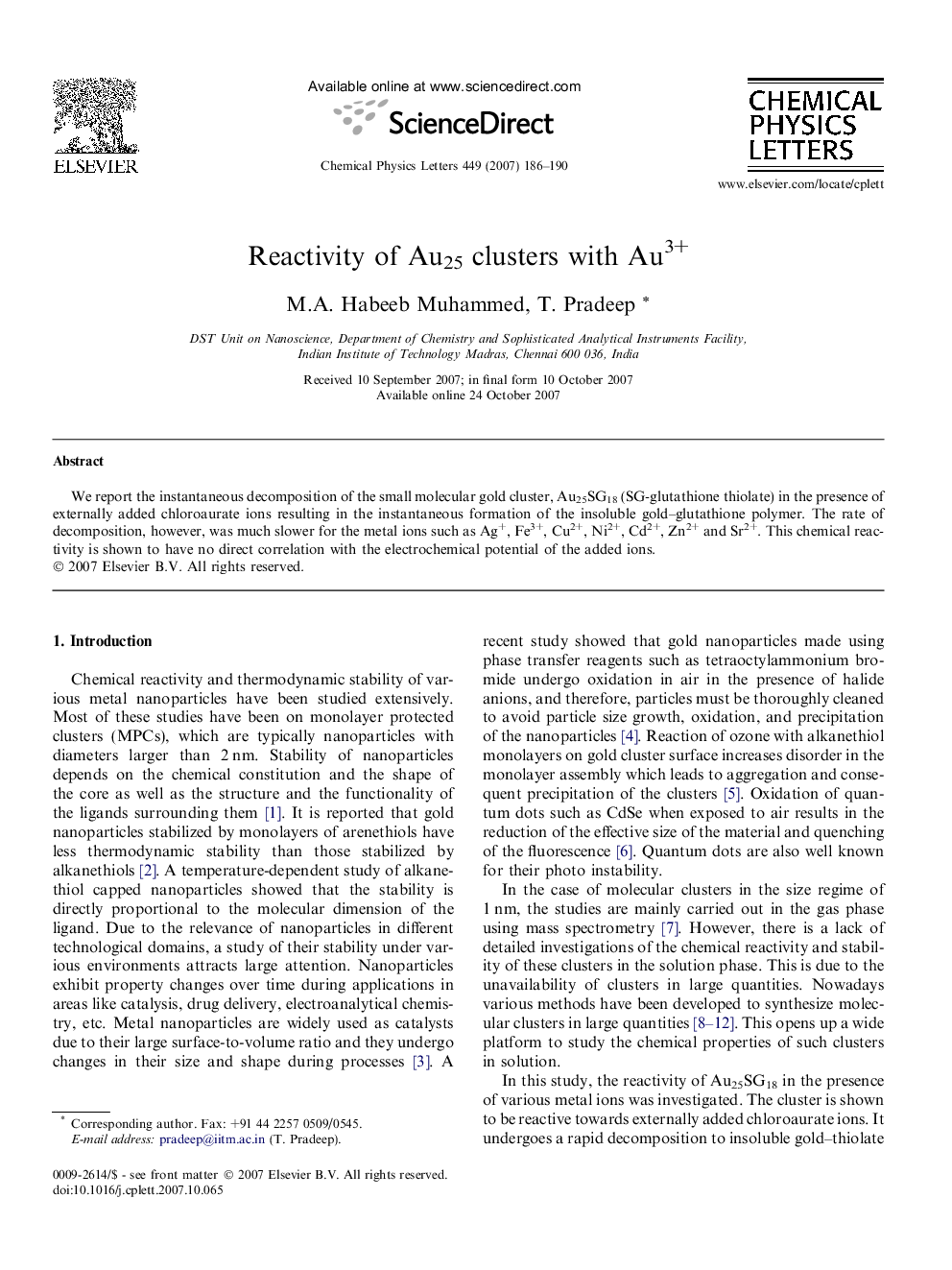 Reactivity of Au25 clusters with Au3+