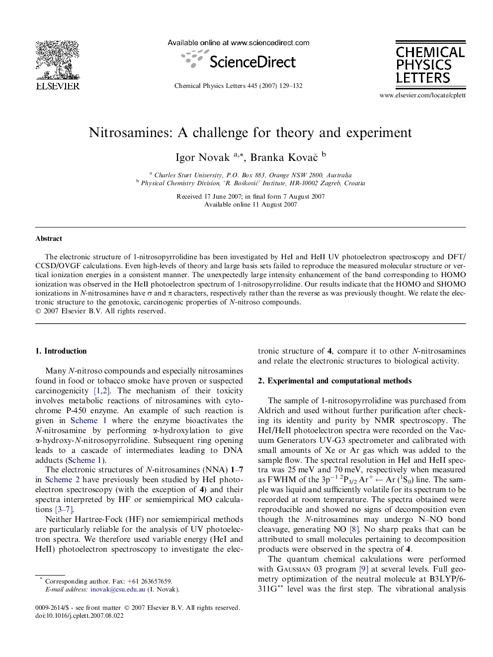 Nitrosamines: A challenge for theory and experiment