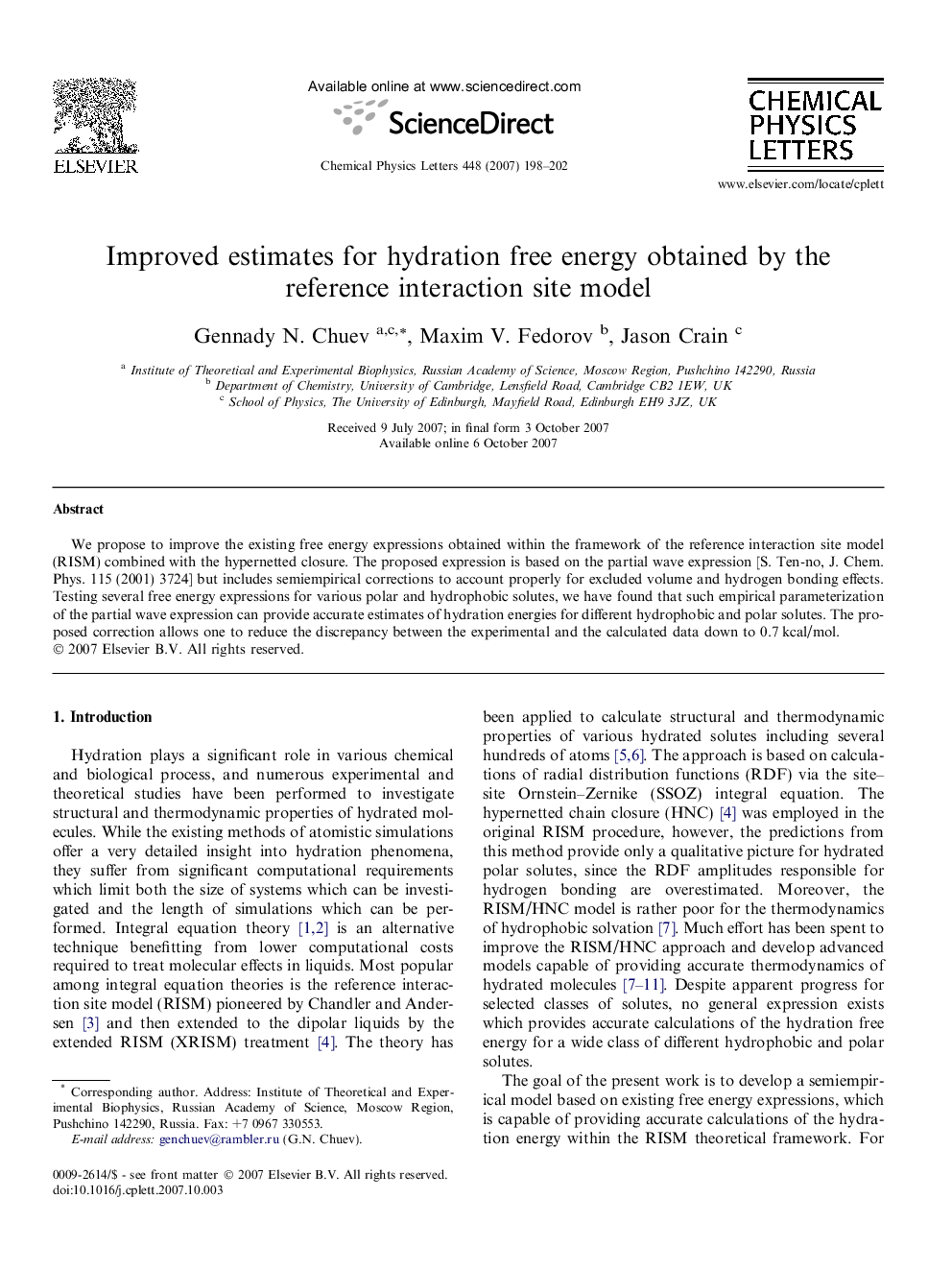 Improved estimates for hydration free energy obtained by the reference interaction site model