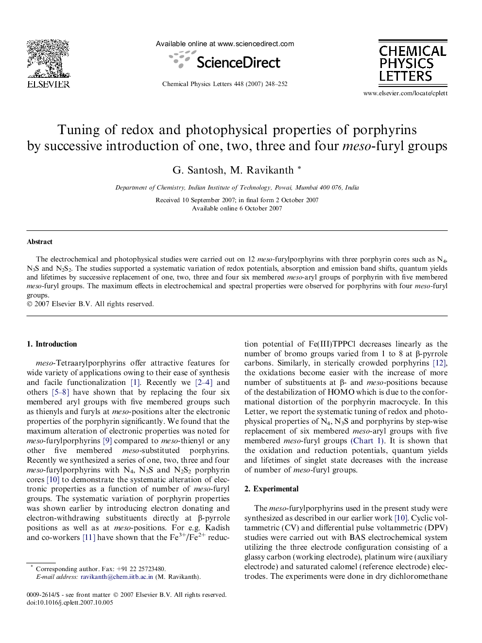 Tuning of redox and photophysical properties of porphyrins by successive introduction of one, two, three and four meso-furyl groups
