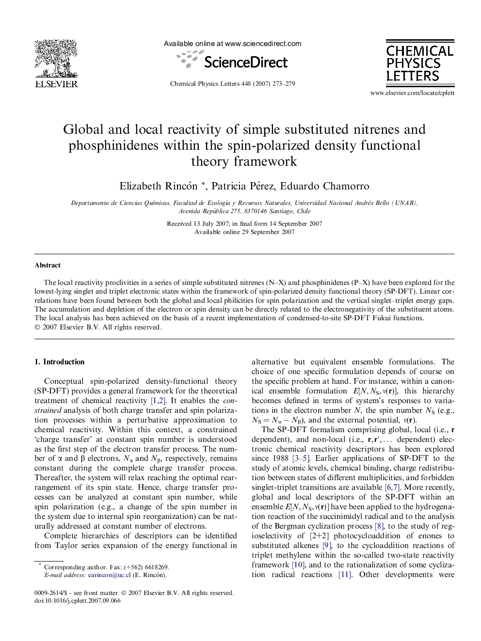 Global and local reactivity of simple substituted nitrenes and phosphinidenes within the spin-polarized density functional theory framework