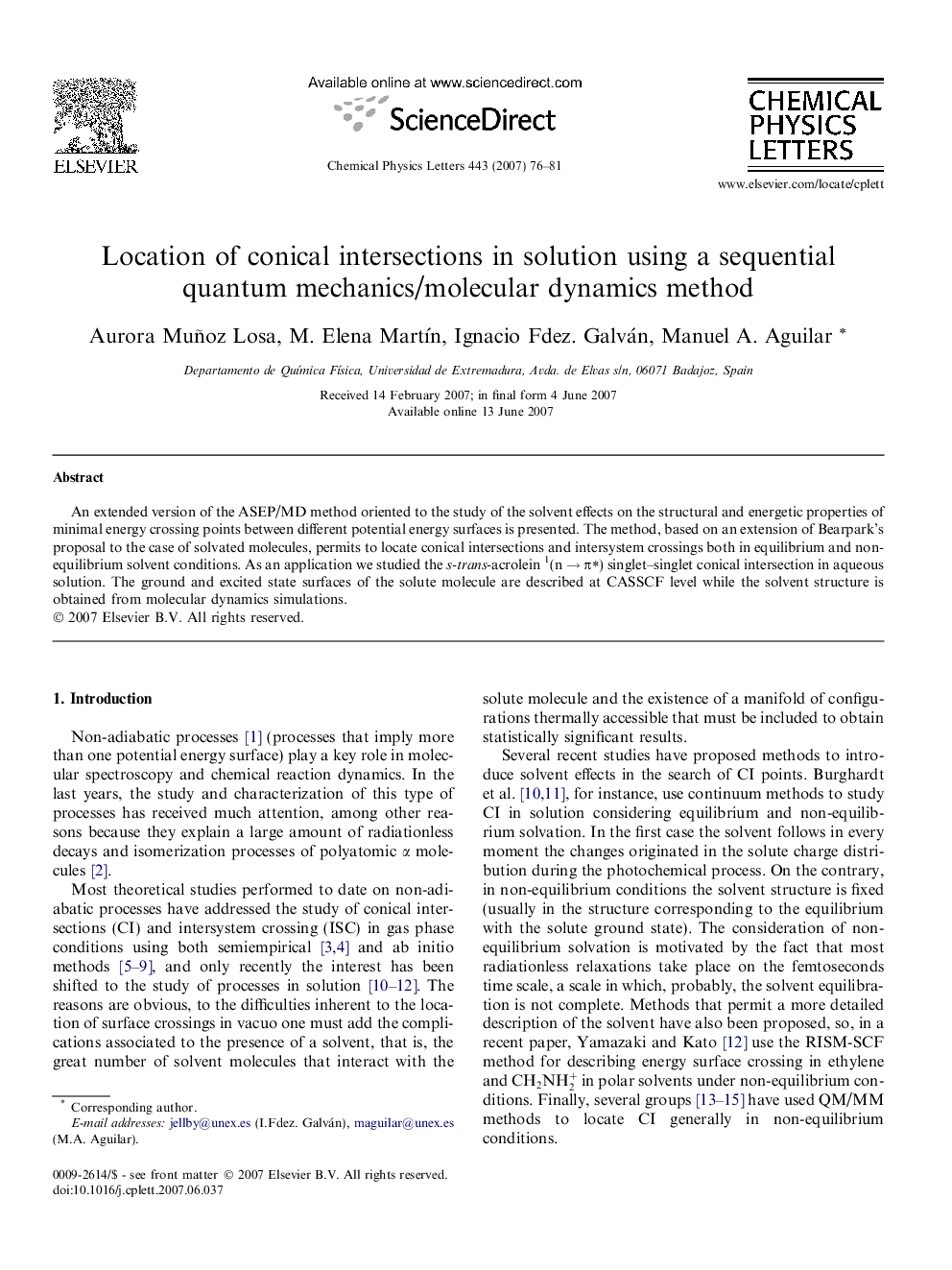 Location of conical intersections in solution using a sequential quantum mechanics/molecular dynamics method