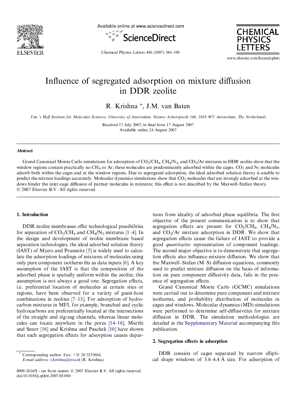 Influence of segregated adsorption on mixture diffusion in DDR zeolite