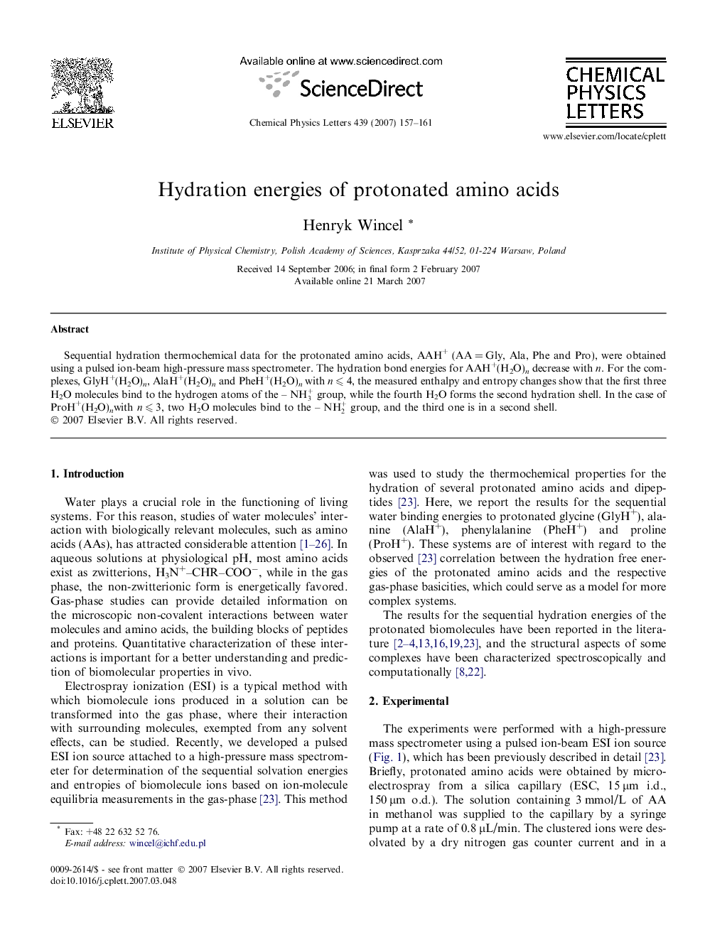 Hydration energies of protonated amino acids