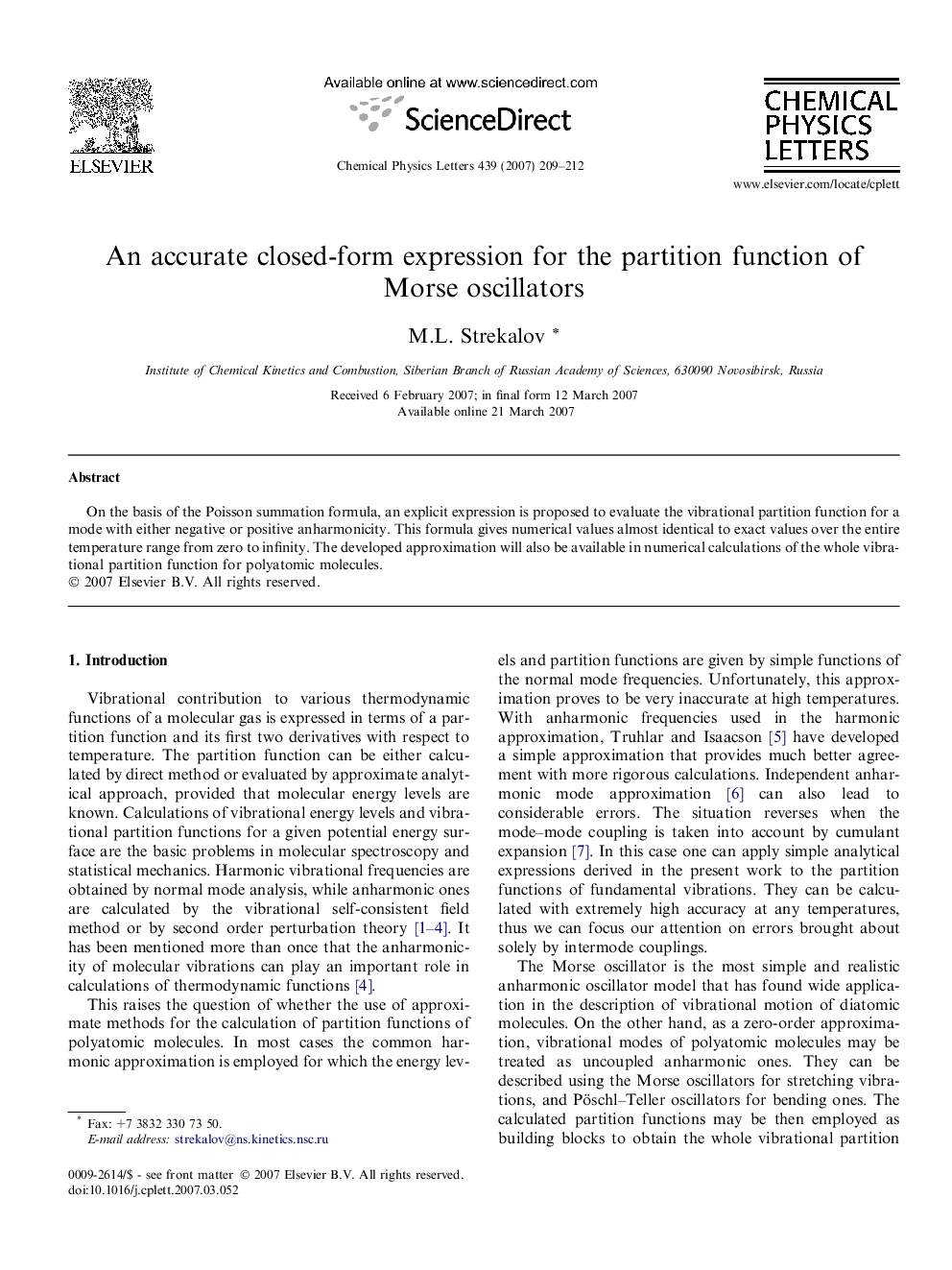 An accurate closed-form expression for the partition function of Morse oscillators