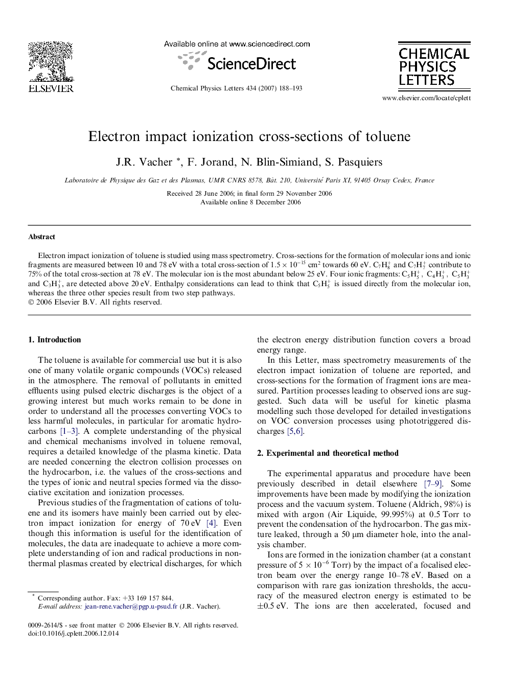 Electron impact ionization cross-sections of toluene