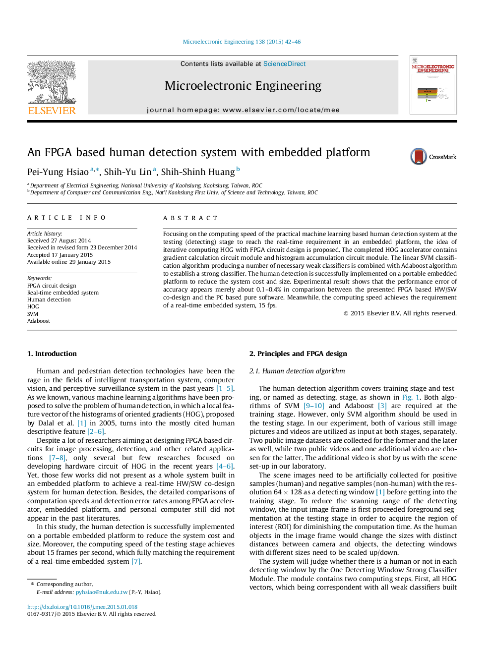 An FPGA based human detection system with embedded platform