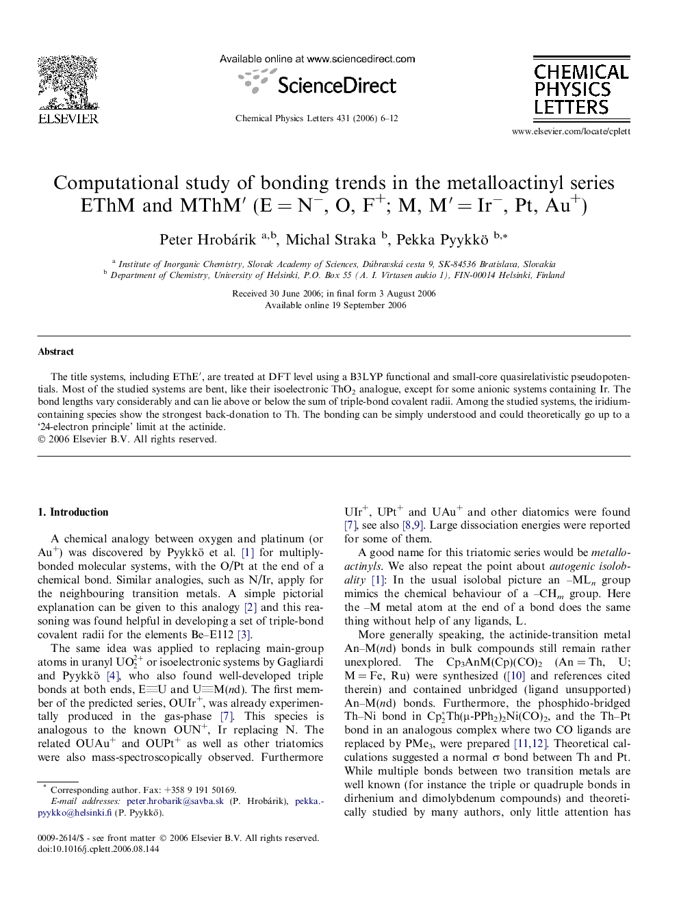 Computational study of bonding trends in the metalloactinyl series EThM and MThMâ² (EÂ =Â Nâ, O, F+; M, Mâ²Â =Â Irâ, Pt, Au+)