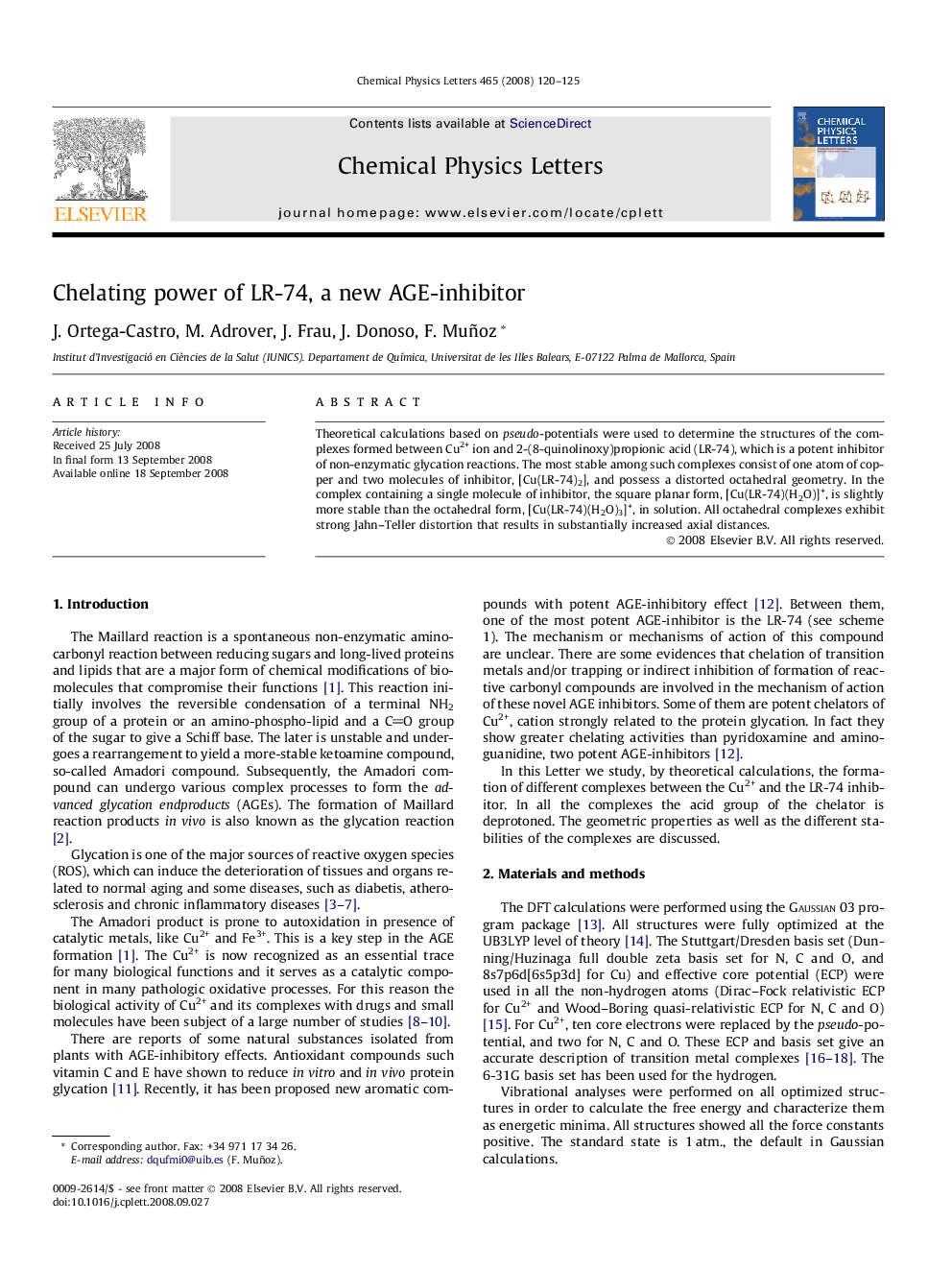 Chelating power of LR-74, a new AGE-inhibitor