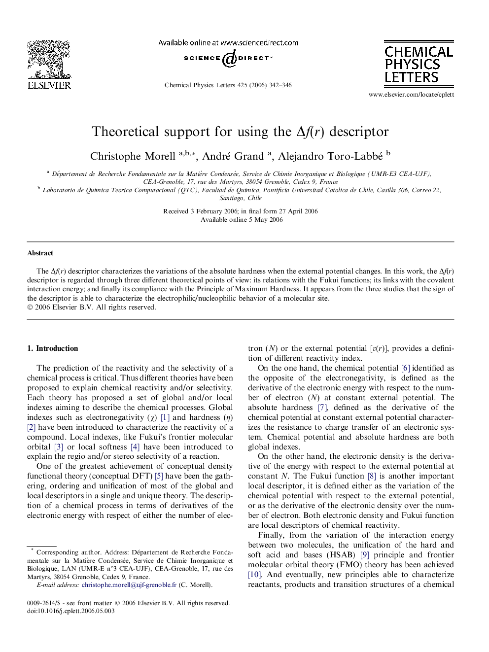 Theoretical support for using the Îf(r) descriptor