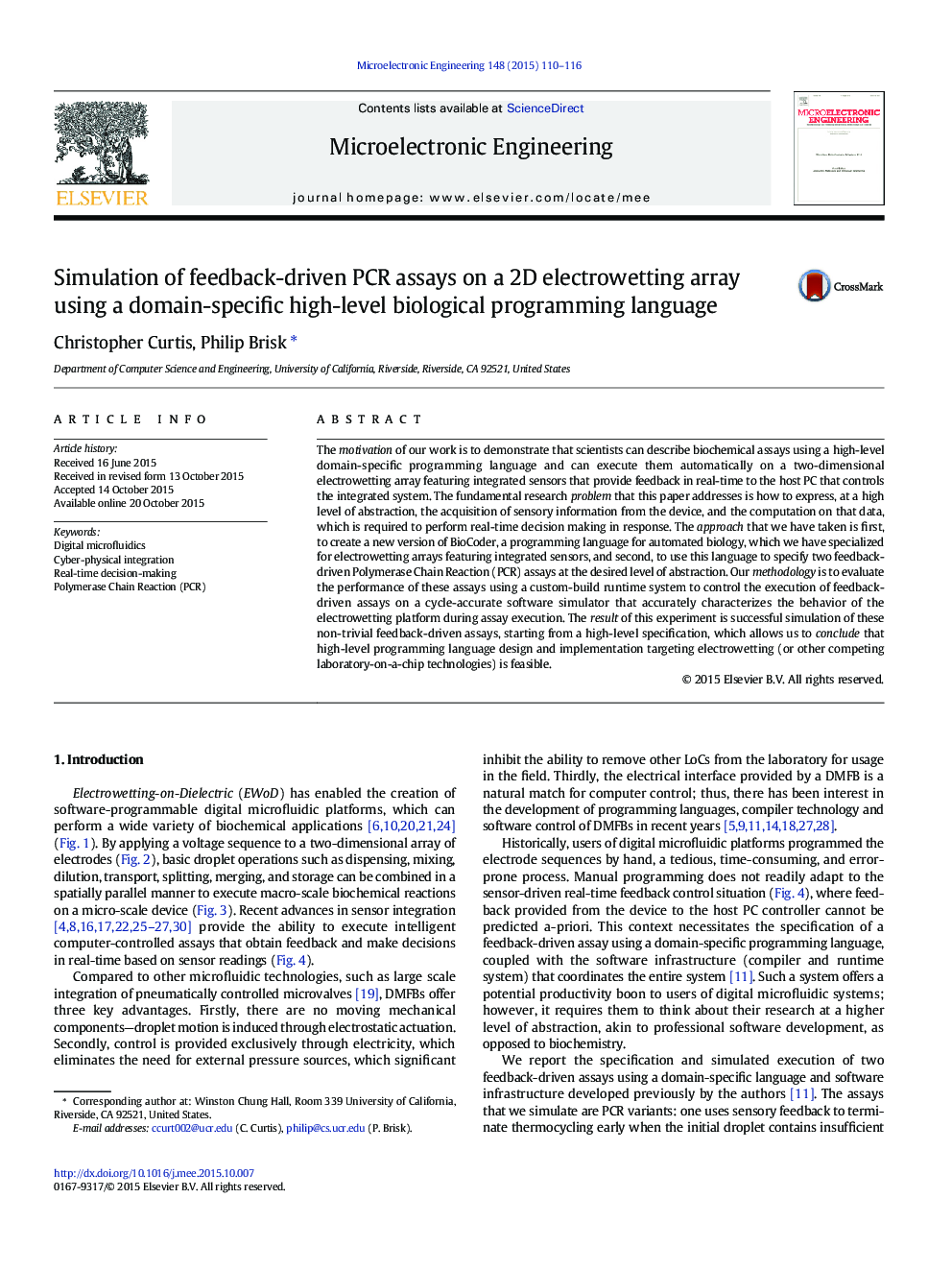 Simulation of feedback-driven PCR assays on a 2D electrowetting array using a domain-specific high-level biological programming language