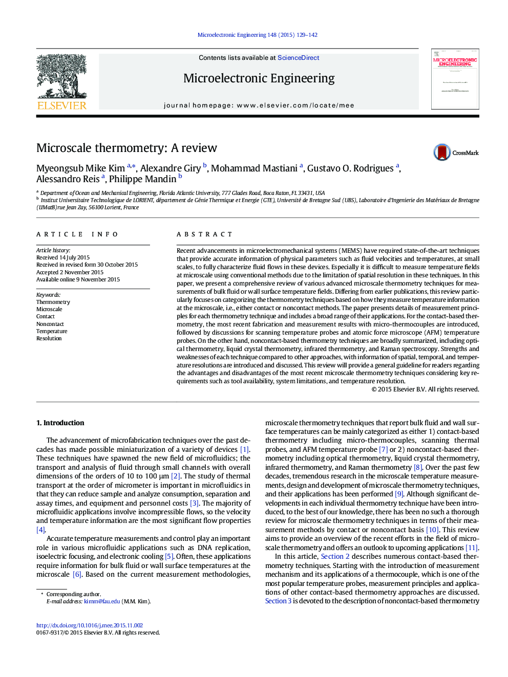 Microscale thermometry: A review