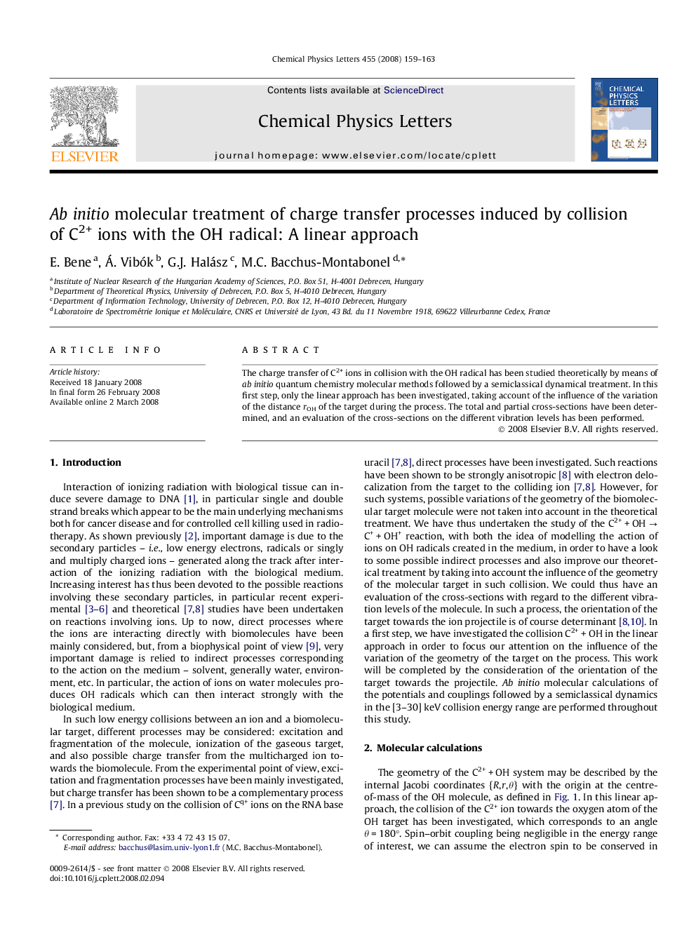 Ab initio molecular treatment of charge transfer processes induced by collision of C2+ ions with the OH radical: A linear approach