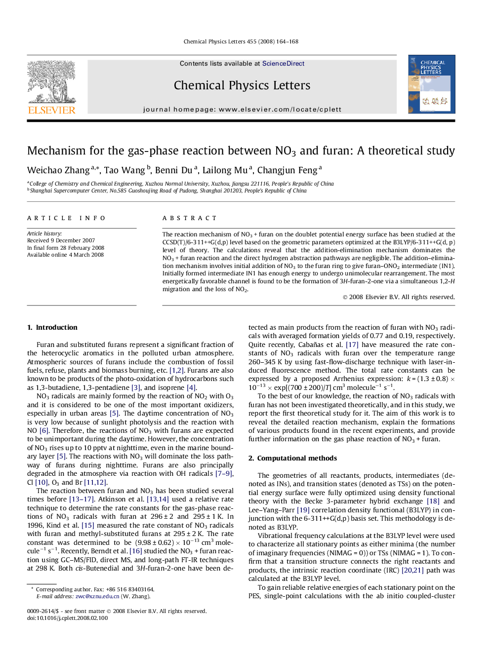 Mechanism for the gas-phase reaction between NO3 and furan: A theoretical study