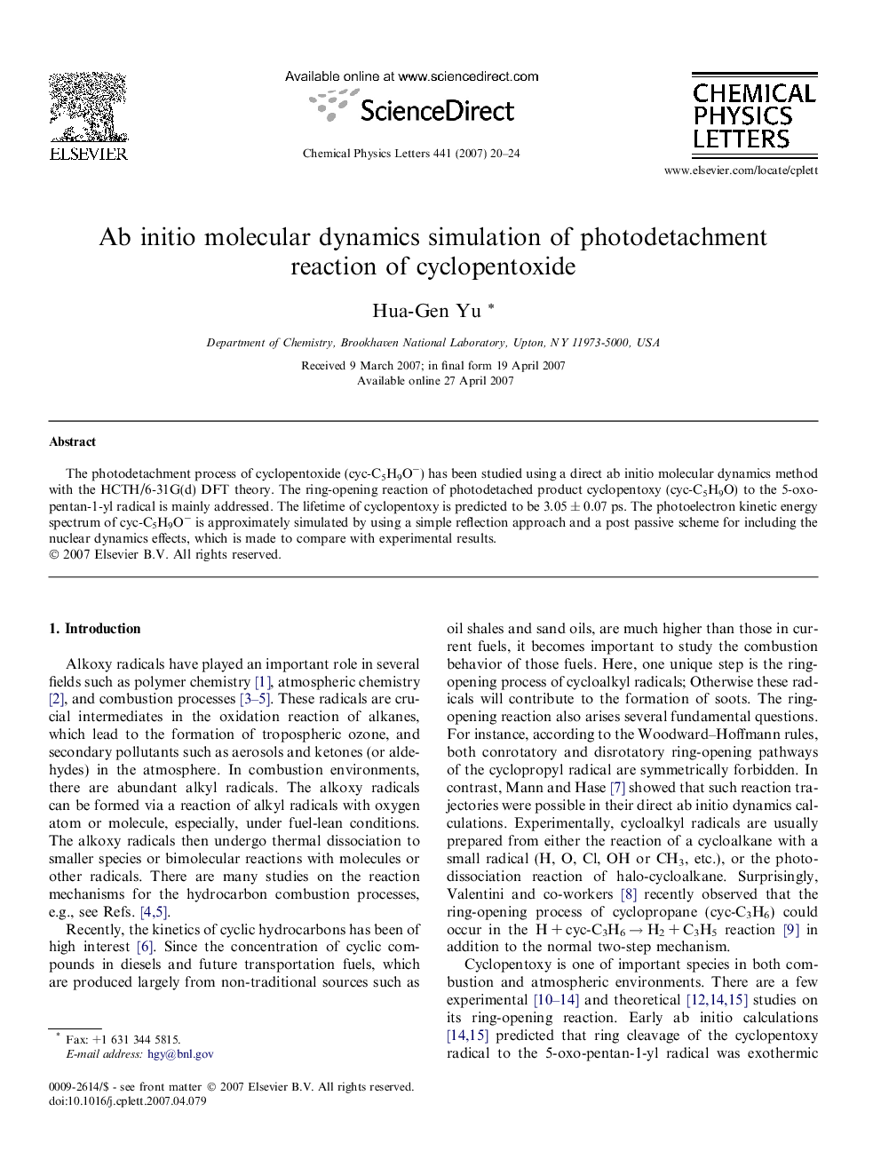 Ab initio molecular dynamics simulation of photodetachment reaction of cyclopentoxide