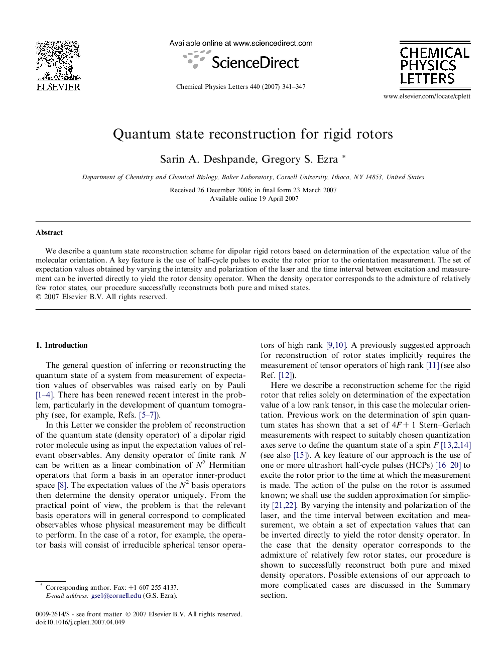 Quantum state reconstruction for rigid rotors