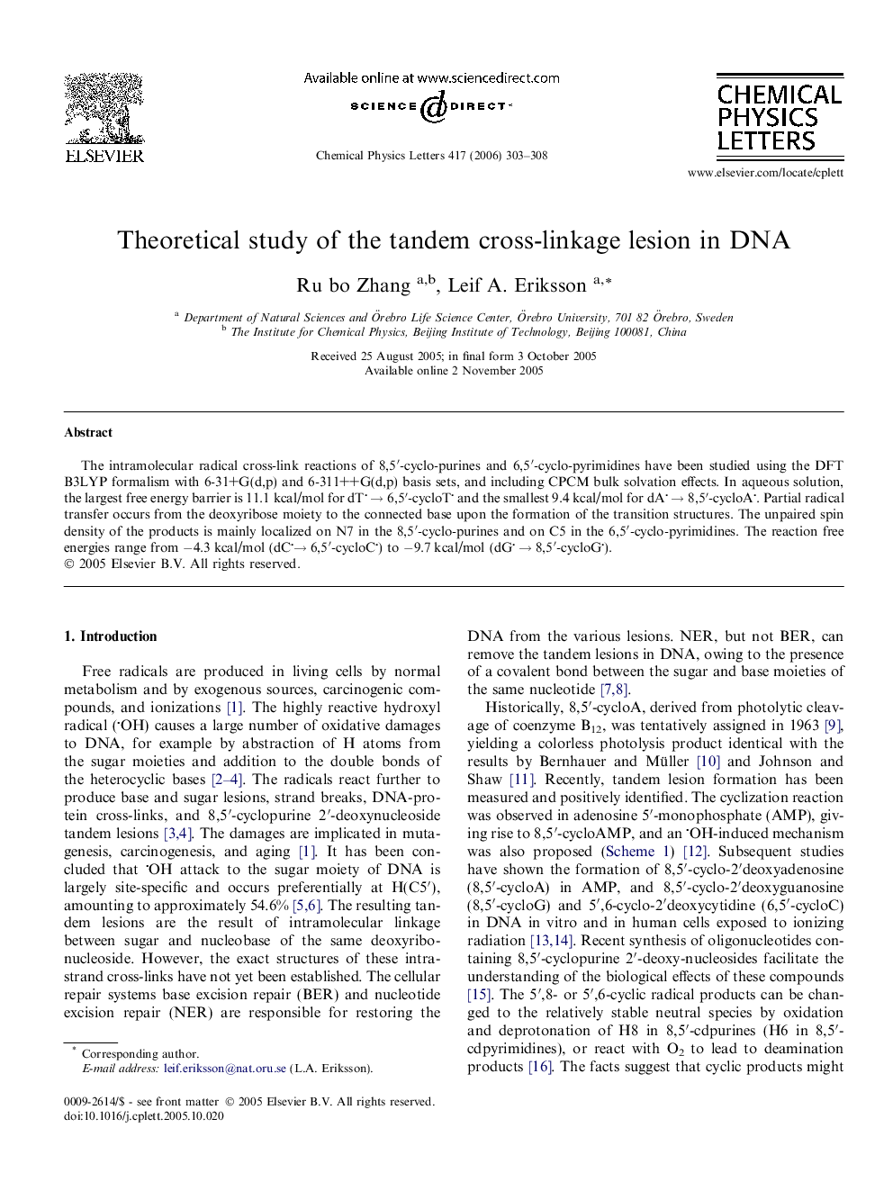 Theoretical study of the tandem cross-linkage lesion in DNA