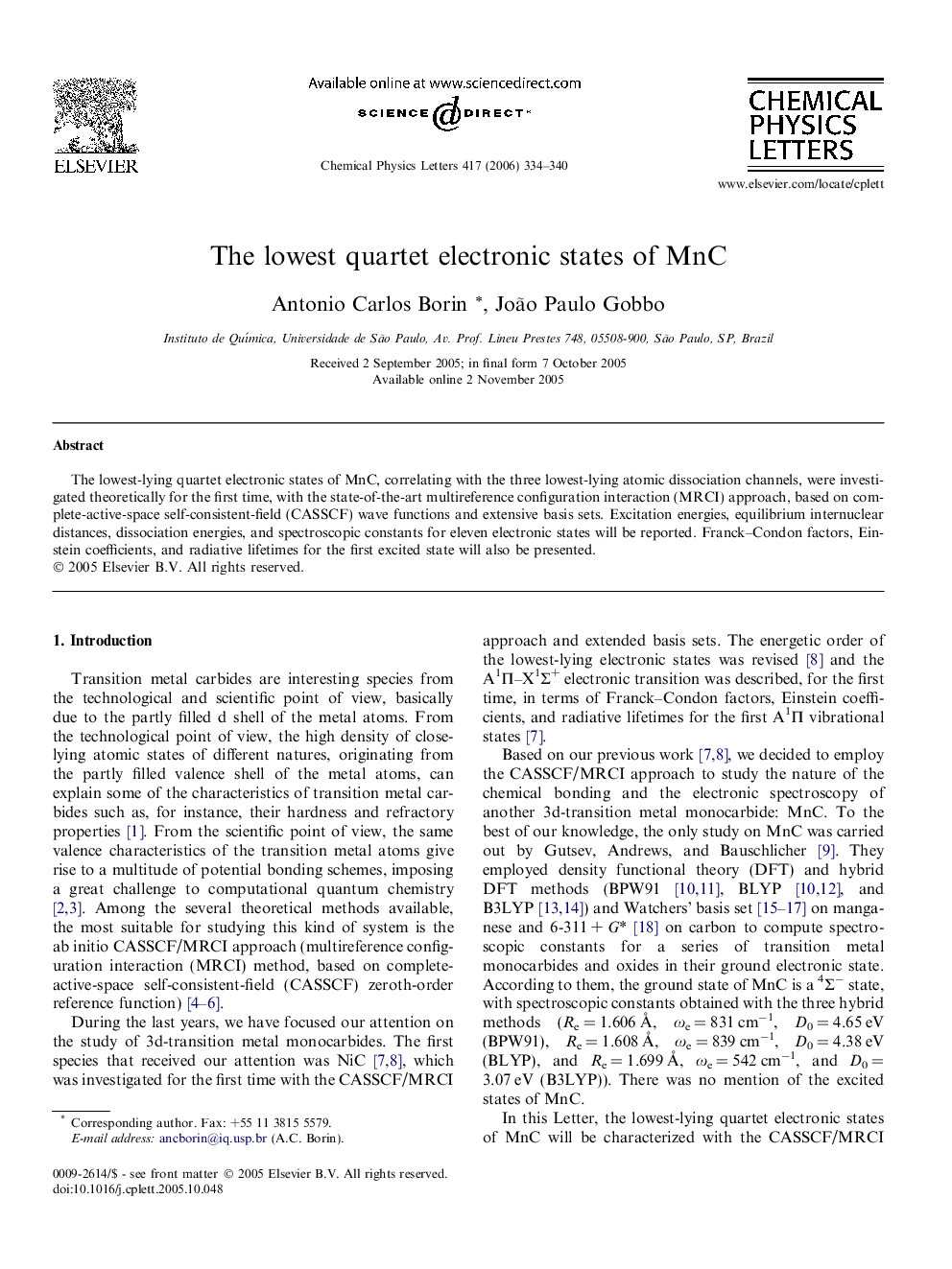 The lowest quartet electronic states of MnC
