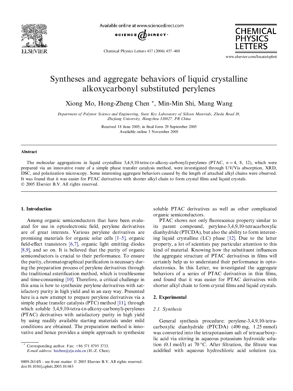 Syntheses and aggregate behaviors of liquid crystalline alkoxycarbonyl substituted perylenes