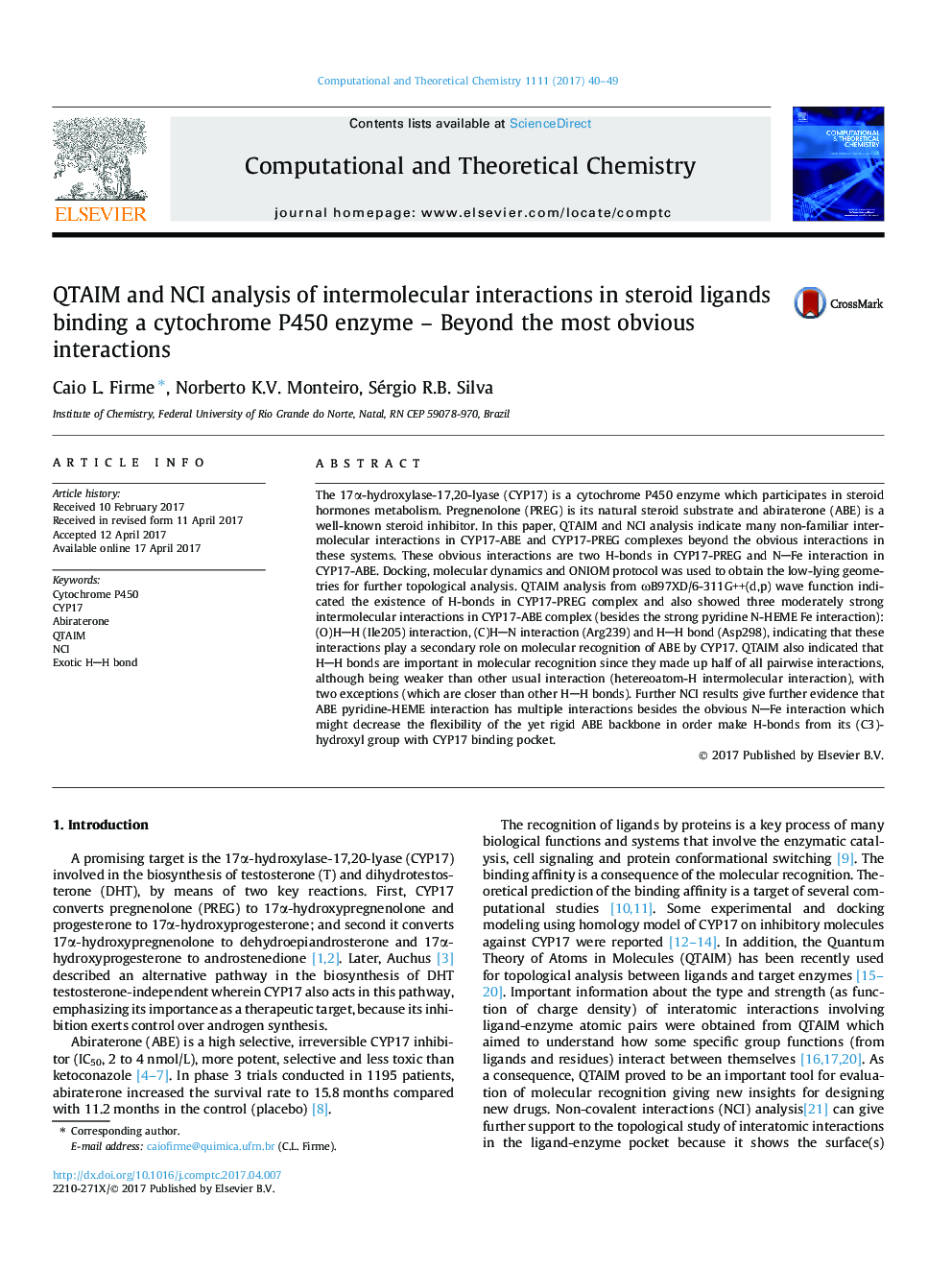 QTAIM and NCI analysis of intermolecular interactions in steroid ligands binding a cytochrome P450 enzyme - Beyond the most obvious interactions