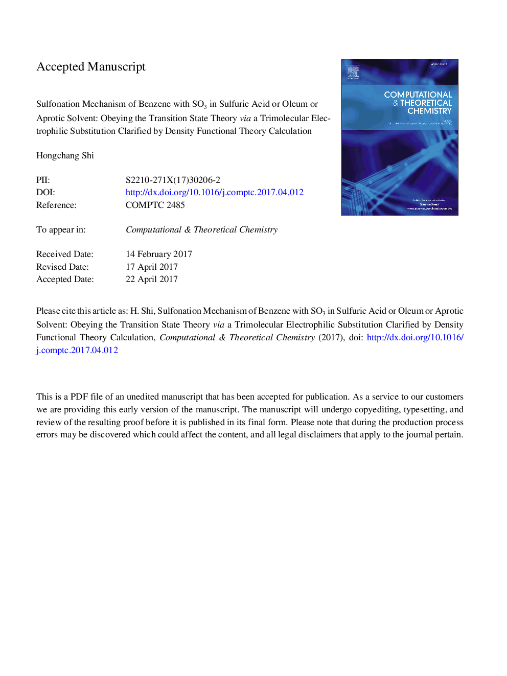 Sulfonation mechanism of benzene with SO3 in sulfuric acid or oleum or aprotic solvent: Obeying the transition state theory via a trimolecular electrophilic substitution clarified by density functional theory calculation