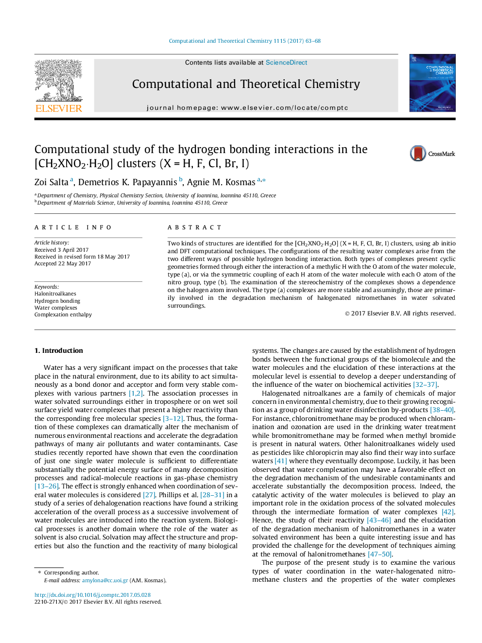 Computational study of the hydrogen bonding interactions in the [CH2XNO2Â·H2O] clusters (XÂ =Â H, F, Cl, Br, I)